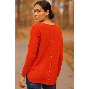 Boden SZ 8 Red Cashmere Sweater with Full Button Back WK862
